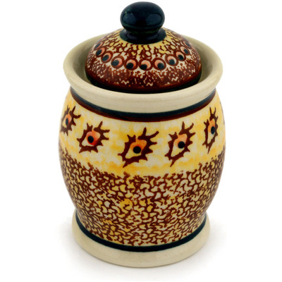 Polish Pottery Jar with Lid 4&quot; Brown Sugar