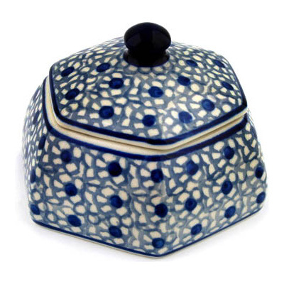 Polish Pottery Jar with Lid 4&quot; Daisy Stampede