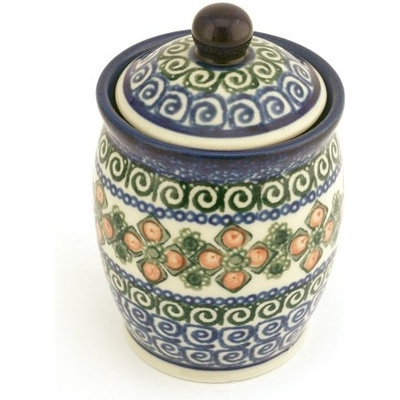 Polish Pottery Jar with Lid 4&quot; Hypnotic Swirl UNIKAT