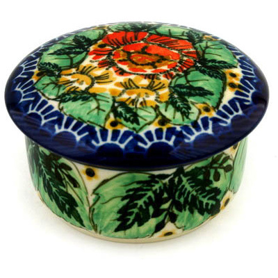 Polish Pottery Jar with Lid 4&quot; Ring Around The Rosey UNIKAT