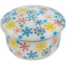 Polish Pottery Jar with Lid 4&quot; Vintage Snow Fall UNIKAT