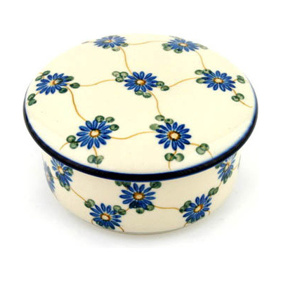 Polish Pottery Jar with Lid 5&quot; Aster Trellis
