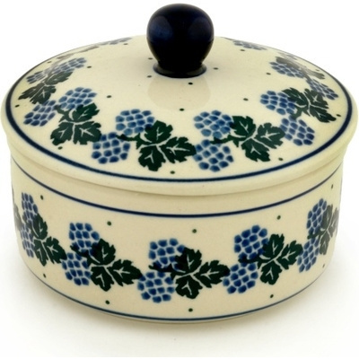 Polish Pottery Jar with Lid 5&quot; Blackberry Delight