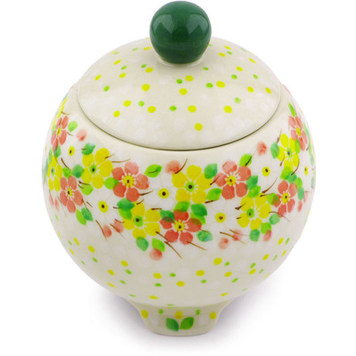 Polish Pottery Jar with Lid 5&quot; Blossom Sprinkle UNIKAT