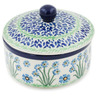 Polish Pottery Jar with Lid 5&quot; Blue April Showers