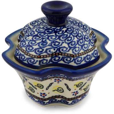 Polish Pottery Jar with Lid 5&quot; Confetti
