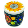 faience Jar with Lid 5&quot; Little Flower Patch Black UNIKAT