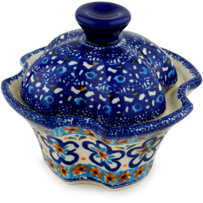 Polish Pottery Jar with Lid 5&quot; Polonia