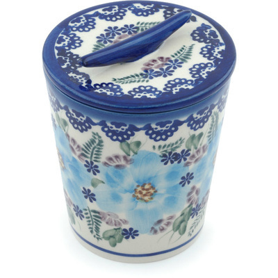 Polish Pottery Jar with Lid 5&quot; Soft Touch UNIKAT