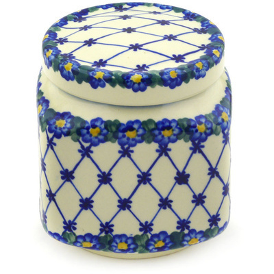 Polish Pottery Jar with Lid 5&quot; Spring Lattice