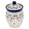 Polish Pottery Jar with Lid 6&quot; Festive Misteltoe UNIKAT