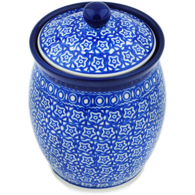 Polish Pottery Jar with Lid 6&quot; Night Sky