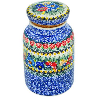 Polish Pottery Jar with Lid 7&quot; Poppy Dots UNIKAT