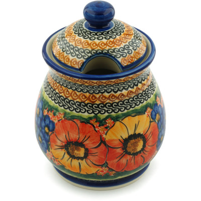Polish Pottery Jar with Lid 8&quot; Bright Beauty UNIKAT