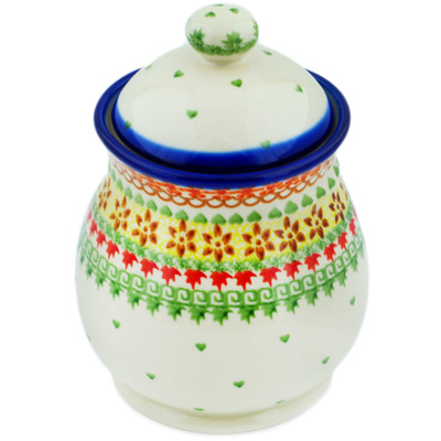 Polish Pottery Jar with Lid 8&quot; Cheerful Fall