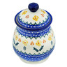 Polish Pottery Jar with Lid 8&quot; Golden Flower Garden