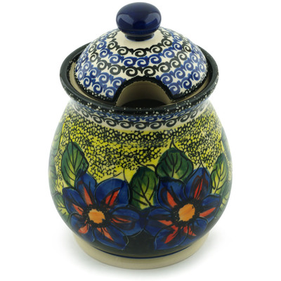 Polish Pottery Jar with Lid 8&quot; Midnight Glow UNIKAT