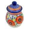 Polish Pottery Jar with Lid 8&quot; Orange Zinnia UNIKAT