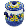 Polish Pottery Jar with Lid 8&quot; Sunflower UNIKAT
