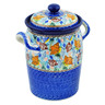Polish Pottery Jar with Lid and Handles 11&quot; Ocean Whisper UNIKAT