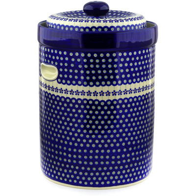 Polish Pottery Jar with Lid and Handles 17&quot; Flowering Peacock
