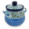 Polish Pottery Jar with Lid and Handles 7&quot; Out Of Blue UNIKAT