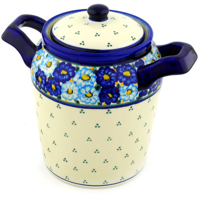 Polish Pottery Jar with Lid and Handles 8&quot; Aura