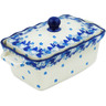 Polish Pottery Jar with Lid and Handles 8&quot; Blue Spring