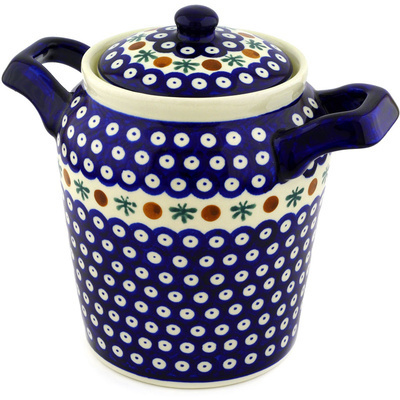 Polish Pottery Jar with Lid and Handles 8&quot; Mosquito