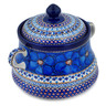 Polish Pottery Jar with Lid and Handles 9&quot; Cobalt Poppies UNIKAT