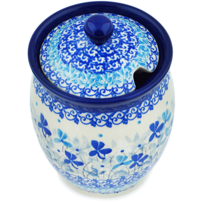 Polish Pottery Jar with Lid with Opening 5&quot; Stormy Blooms UNIKAT
