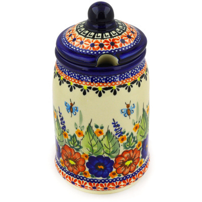 Polish Pottery Jar with Lid with Opening 7&quot; Spring Splendor UNIKAT