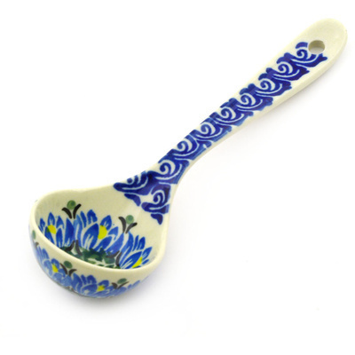 Polish Pottery Ladle 6&quot; Blue Blooms