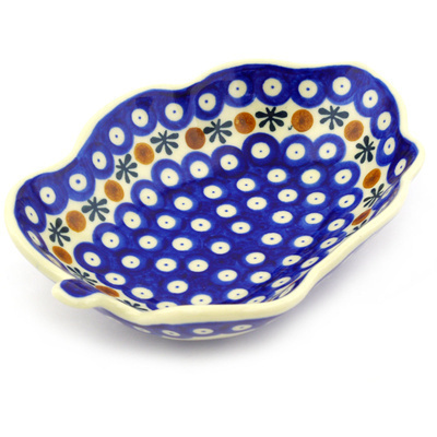 Polish Pottery Leaf Shaped Bowl 8&quot; Mosquito