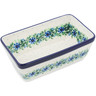 Polish Pottery Loaf Pan 8&quot; Blue Bell Wreath