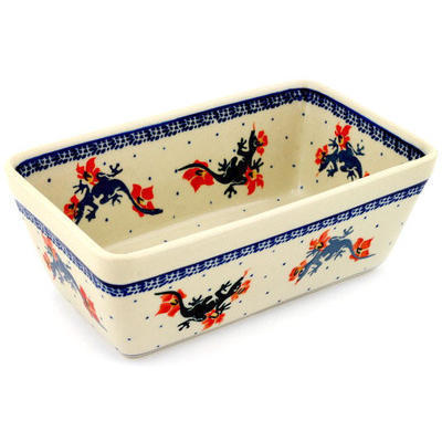 Polish Pottery Loaf Pan 8&quot; Children&#039;s Dragon Play
