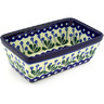 Polish Pottery Loaf Pan 8&quot; Forget-me-not Peacock