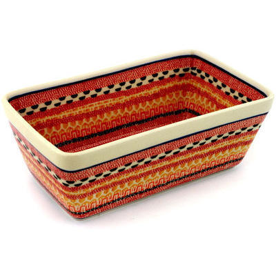 Polish Pottery Loaf Pan 8&quot; Solar Flare