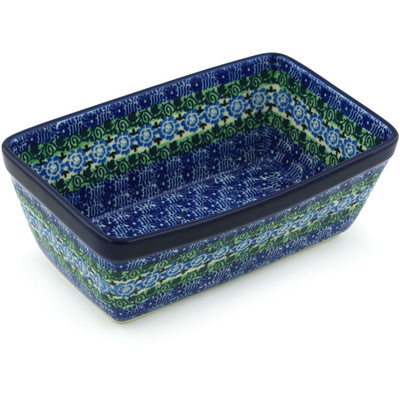 Polish Pottery Loaf Pan 8&quot; Tranquility Blue