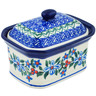 Polish Pottery Mini Cake Box 4&quot;, Salt Box, Azure Blooms