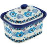 Polish Pottery Mini Cake Box 4&quot;, Salt Box, Blooming Blues