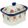 Polish Pottery Mini Cake Box 4&quot;, Salt Box, Blushing Blooms