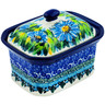 Polish Pottery Mini Cake Box 4&quot;, Salt Box, Buquet Azul UNIKAT