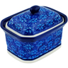 Polish Pottery Mini Cake Box 4&quot;, Salt Box, Deep Into The Blue Sea