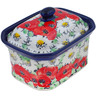 Polish Pottery Mini Cake Box 4&quot;, Salt Box, Spring Blossom Harmony UNIKAT