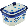 Polish Pottery Mini Cake Box 4&quot;, Salt Box, Winter Sparrow