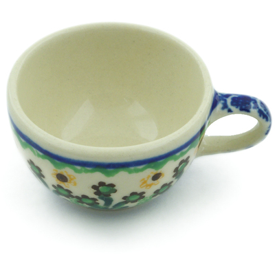 Polish Pottery Mini Cup 2&quot; Brown Daisy Dance