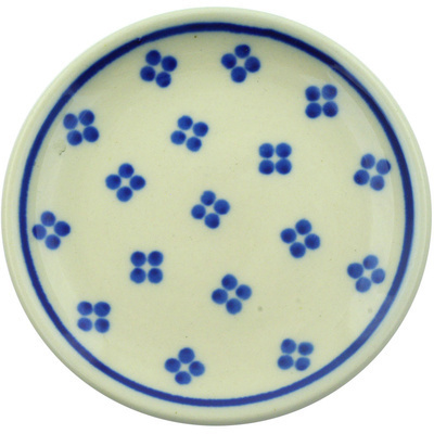 Polish Pottery Mini Plate, Coaster plate 4 Dot Splash