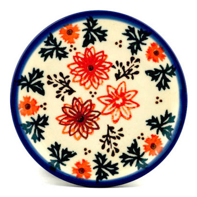 Polish Pottery Mini Plate, Coaster plate Autumn Mums UNIKAT