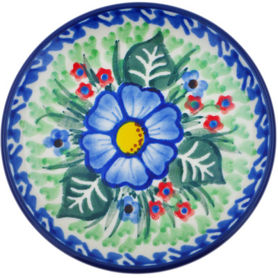 Polish Pottery Mini Plate, Coaster plate Blue Bud Delight UNIKAT